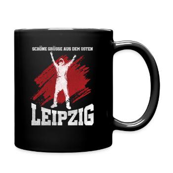 Schöne Grüße aus dem Osten Leipzig - Sachsen - Tasse einfarbig - Schwarz - Rechts