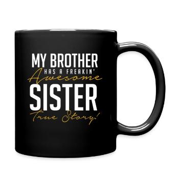 Schwester Bruder Geschenk - Tasse einfarbig - Schwarz - Rechts