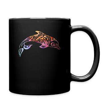 Wal Tier Indianer - Tasse einfarbig - Schwarz - Rechts