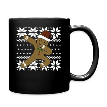 Ugly Christmas Sweater Shirt Lebkuchen Männchen - Tasse einfarbig - Schwarz - Rechts