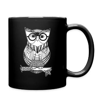 nerd eule nachtvogel geek nerdy geschenk shirt - Tasse einfarbig - Schwarz - Rechts