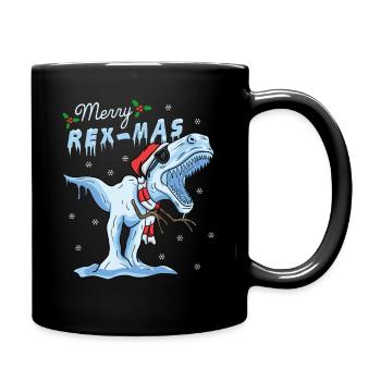T-Rex Rex-Mas Dino Dinosaur Ice Cream Christmas - Full Colour Mug - black - Right