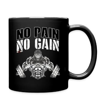 No pain no gain to train in the gym hard - Full Colour Mug - black - Right