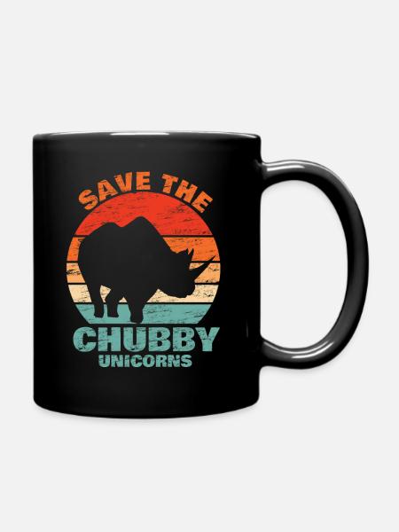 Save the Chubby Unicorns Geschenk Rhino Nashorn - Tasse einfarbig - Schwarz