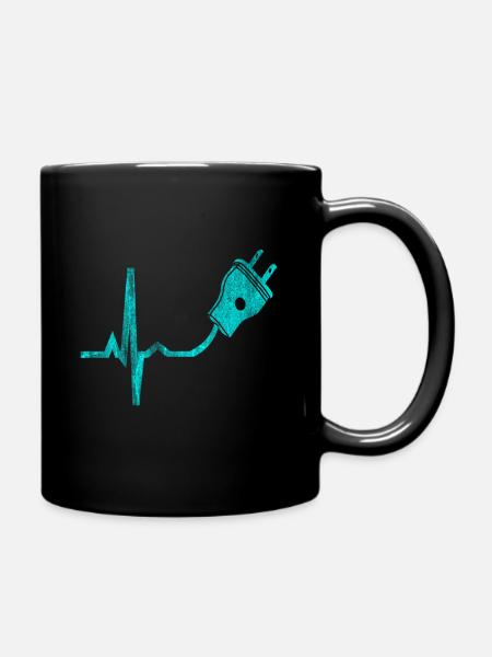 Elektriker Elektrizität Herzschlag - Tasse einfarbig - Schwarz
