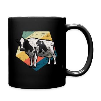 Kuh retro - Tasse einfarbig - Schwarz - Rechts