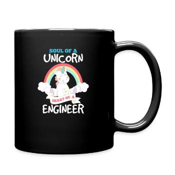 Ingenieur Engineer lustig Einhorn Spruch - Tasse einfarbig - Schwarz - Rechts
