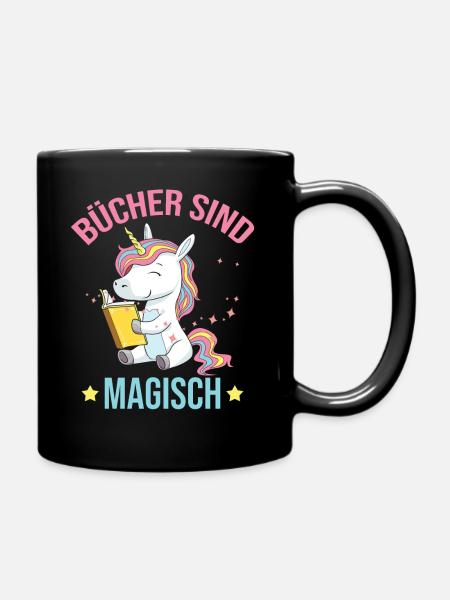 Books Book Magical Unicorn Reading Girl Gift - Full Colour Mug - black