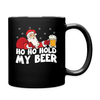 Santa Claus Beer Gift Ho Ho Hold My Beer - Full Colour Mug - black - Right
