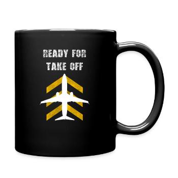 Flugzeug Take Off Aviation Pilot Geschenk Kinder - Tasse einfarbig - Schwarz - Rechts