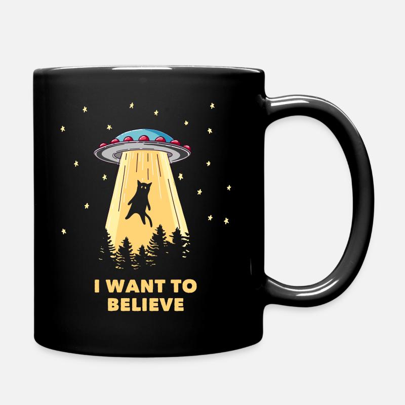 Cadeau X-Files drôle de conspiration de chats UFO - Mug uni - noir