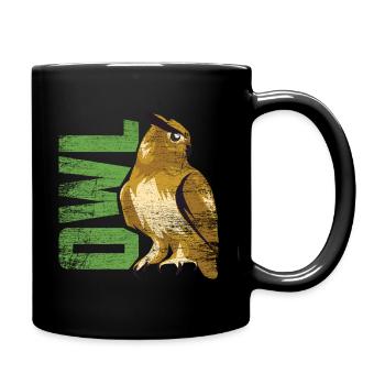 Eule wild Vogel Nacht Wald Geschenk - Tasse einfarbig - Schwarz - Rechts