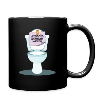 lustige sprüche toilette wc geschenk shirt - Tasse einfarbig - Schwarz - Rechts