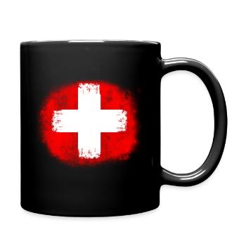 Schweiz - Tasse einfarbig - Schwarz - Rechts