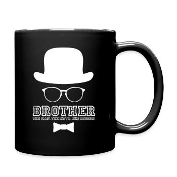 großer Bruder Hipster vintage Geschenk - Tasse einfarbig - Schwarz - Rechts
