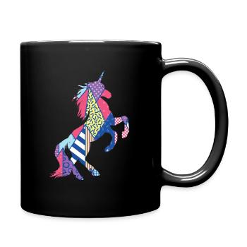 Cadeau drôle d'animal d'impression géométrique d'amant de licorne - Mug uni - noir - Droite