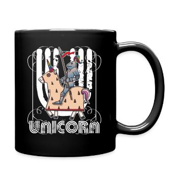 Krieger, der Einhorn-mythisches Geschöpf reitet lustig - Tasse einfarbig - Schwarz - Rechts