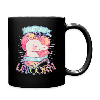 Cute Trust Me, je suis un cadeau drôle de dessin animé de Licorne - Mug uni - noir - Droite