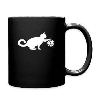 Handball Katze Kätzchen Handball spielen Geschenk - Tasse einfarbig - Schwarz - Rechts