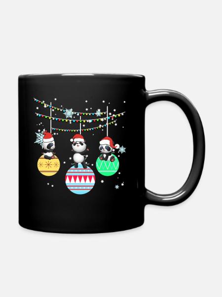 Panda Pandabär Tier Weihnachten Geschenk - Tasse einfarbig - Schwarz