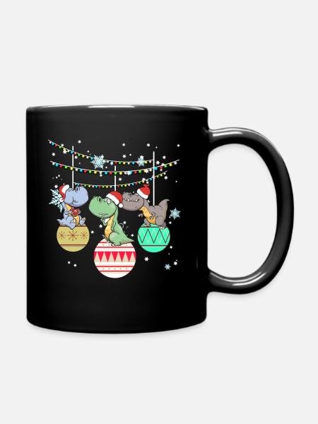 Dinosaurier T-Rex Santa Weihnachten Geschenk - Tasse einfarbig - Schwarz