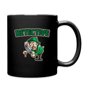 Detective with magnifying glass - Full Colour Mug - black - Right