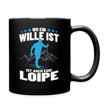 Stolzes Langlauf Wintersport Loipe Ski Geschenk - Tasse einfarbig - Schwarz - Rechts