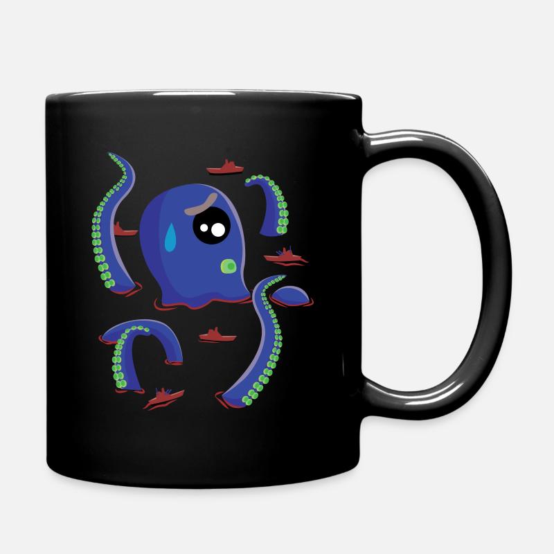 Octopus Octopus se bat contre les navires - Mug uni - noir