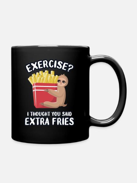 La paresse aime les frites - Mug uni - noir