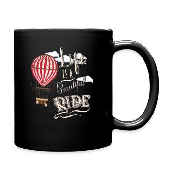 Retro Ballonfahrer Heißluftballon Optimismus - Tasse einfarbig - Schwarz - Rechts