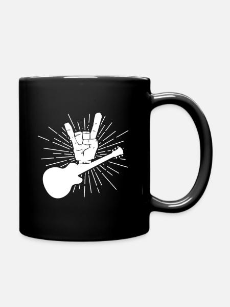 Main Rock Sign Heavy Metal Guitare Unique Rocker - Mug uni - noir