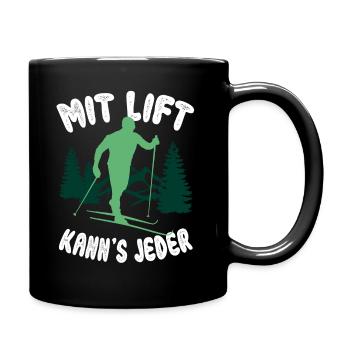 Witziges Langlauf Wintersport Loipe Ski Geschenk - Tasse einfarbig - Schwarz - Rechts