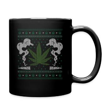 Ugly Christmas Cannabis Weed Christmas Gift - Full Colour Mug - black - Right
