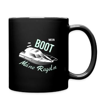 Lustiges Mein Boot Meine Regeln Schiff-Besitzer - Tasse einfarbig - Schwarz - Rechts