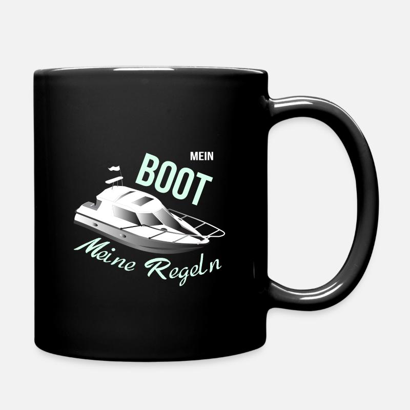 Lustiges Mein Boot Meine Regeln Schiff-Besitzer - Tasse einfarbig - Schwarz