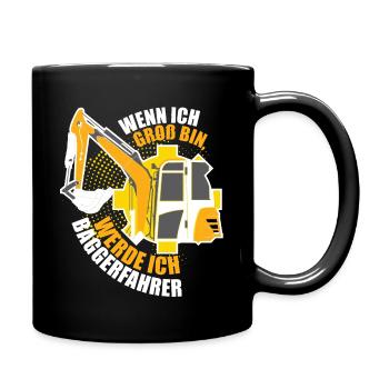Bagger Kinder Geschenk - Tasse einfarbig - Schwarz - Rechts