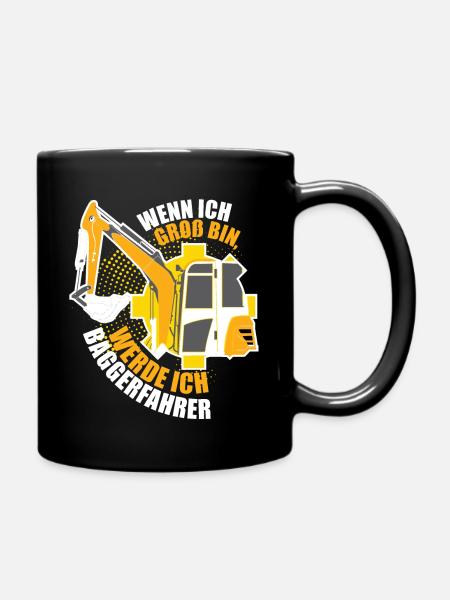 Bagger Kinder Geschenk - Tasse einfarbig - Schwarz