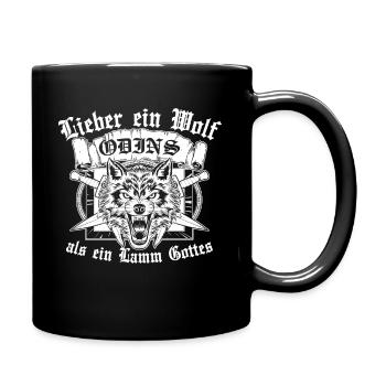 Lieber ein Wolf Odins als ein Lamm Gottes - Tasse einfarbig - Schwarz - Rechts