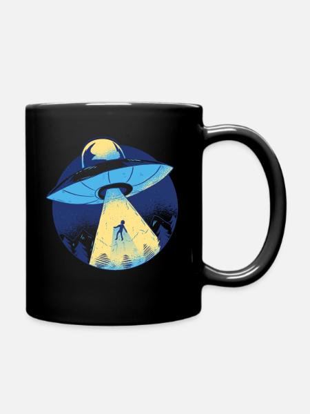 Alien UFO spaceship - Full Colour Mug - black