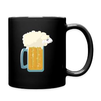 Bier Schaf als Bierschaum - Tasse einfarbig - Schwarz - Rechts