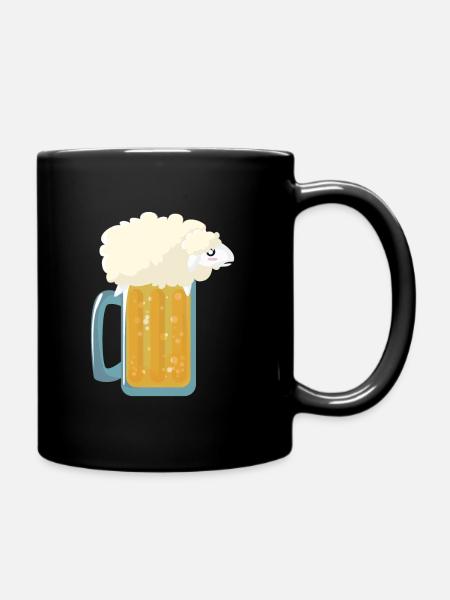 Bier Schaf als Bierschaum - Tasse einfarbig - Schwarz
