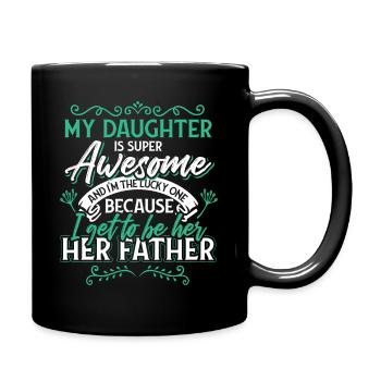 Vater Tochter Stolz - Tasse einfarbig - Schwarz - Rechts