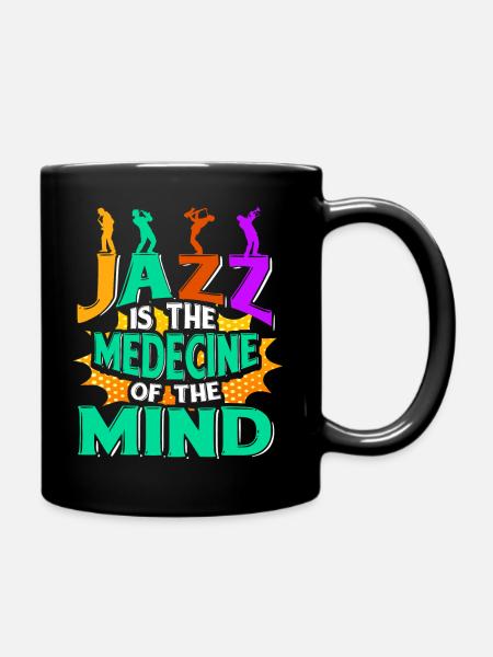 Jazz musical instrument saxophone - Full Colour Mug - black