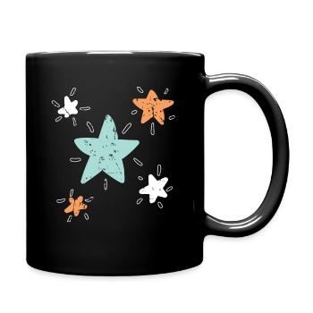 Fünf bunte große und kleine Sterne Geschenkidee - Tasse einfarbig - Schwarz - Rechts