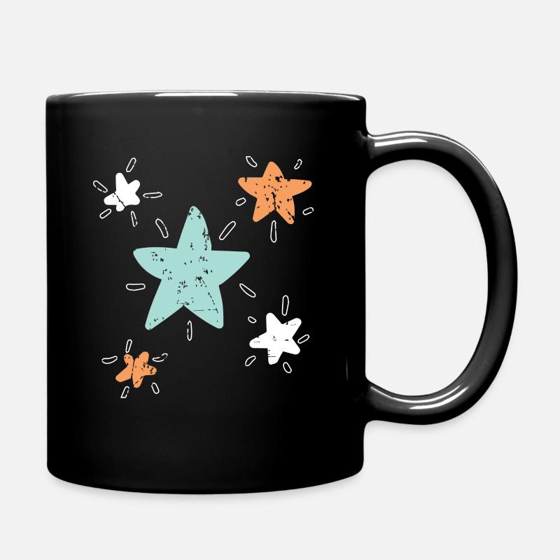 Fünf bunte große und kleine Sterne Geschenkidee - Tasse einfarbig - Schwarz