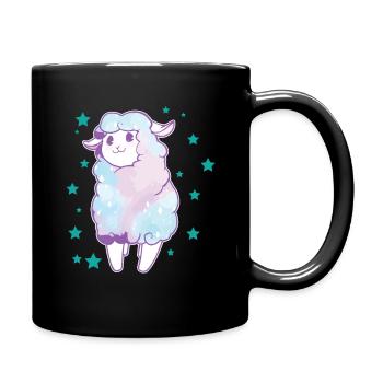 Regenbogen Alpaka Lama mit Sternen Geschenkidee - Tasse einfarbig - Schwarz - Rechts
