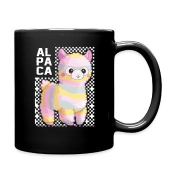 Idée cadeau arc-en-ciel alpaga lama - Mug uni - noir - Droite