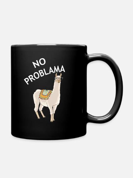 No Problama Lama | Alpaka Tier Lustig Geschenkidee - Tasse einfarbig - Schwarz