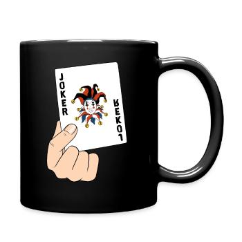 Joker Spielkarte Poker Karte Kartenspiel Geschenk - Tasse einfarbig - Schwarz - Rechts