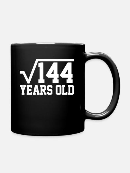 Wurzel 144 12 Geburtstag Mathematik - Ensfarvet krus - sort
